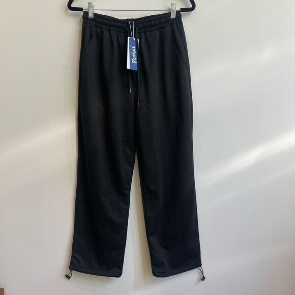 NWT - Romwe Black Drawstring Hem Sweatpants - Small - Picture 1 of 6
